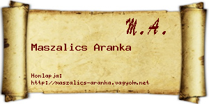 Maszalics Aranka névjegykártya